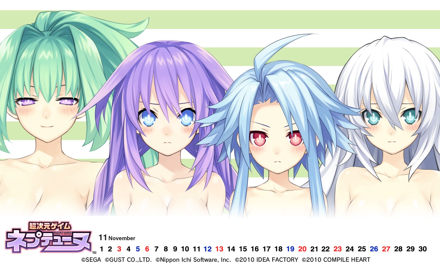 Black Heart Calendar Choujigen Game Neptune Cleavage - Purple Heart Black Heart Green Heart White Heart , HD Wallpaper & Backgrounds