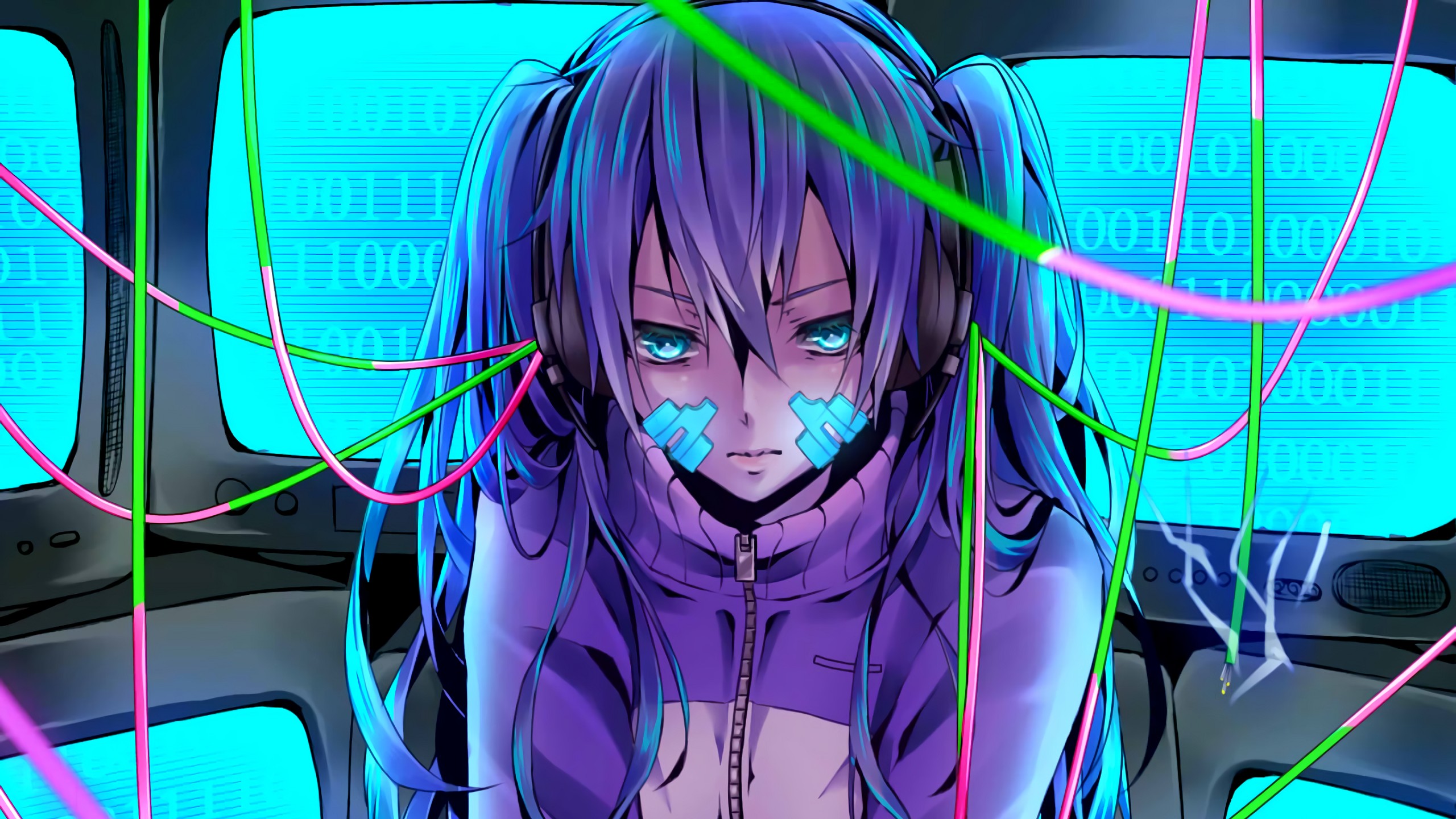 Purple Hair Ene Vocaloid Vocaloid Binary Headphones Takane