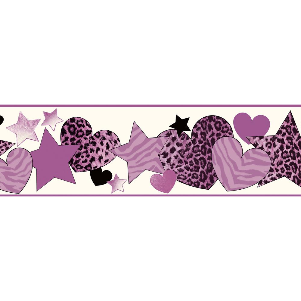 Chesapeake Diva Purple Cheetah Hearts Stars Wallpaper - Hearts And Stars Border , HD Wallpaper & Backgrounds