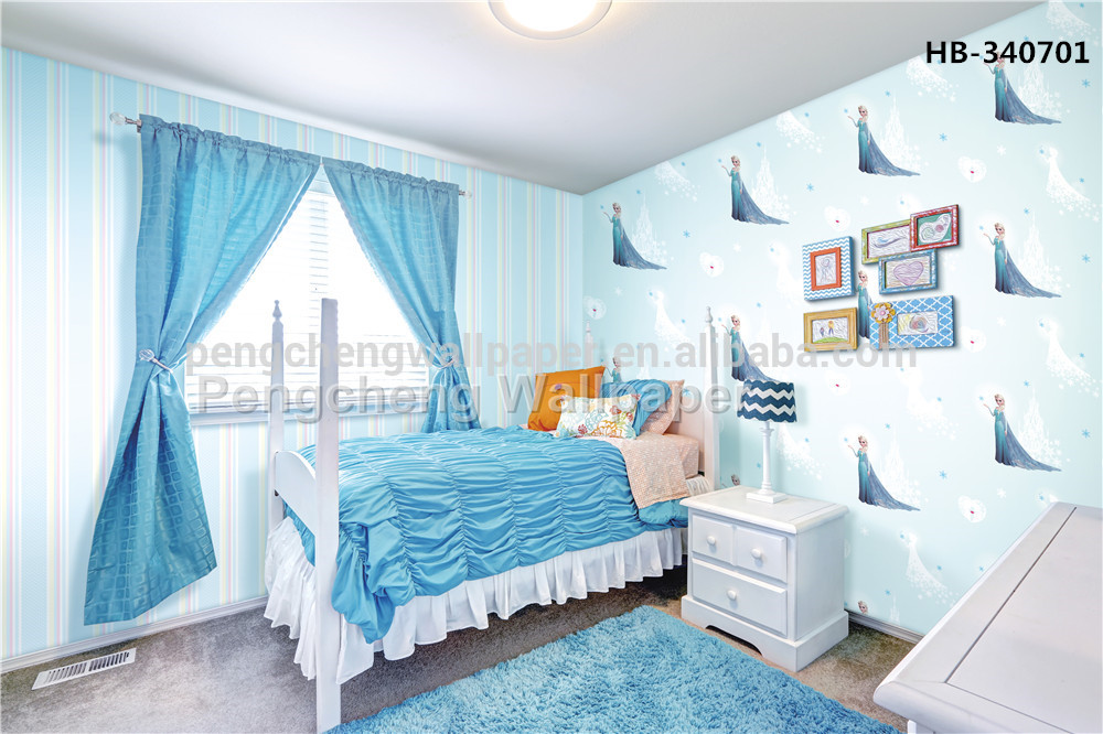 Kids Wallpaper For Girl Decorative Wallpaper For Kids - Blue Room For Girls , HD Wallpaper & Backgrounds
