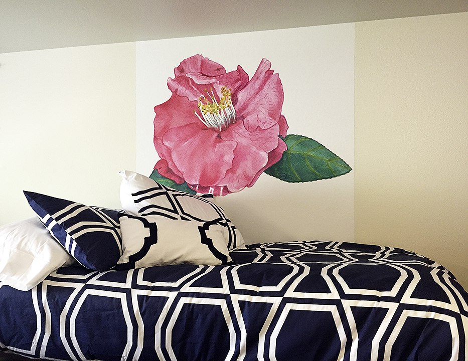Casart Coverings Camellia Temporary Wallpaper Is Used - Bed Frame , HD Wallpaper & Backgrounds