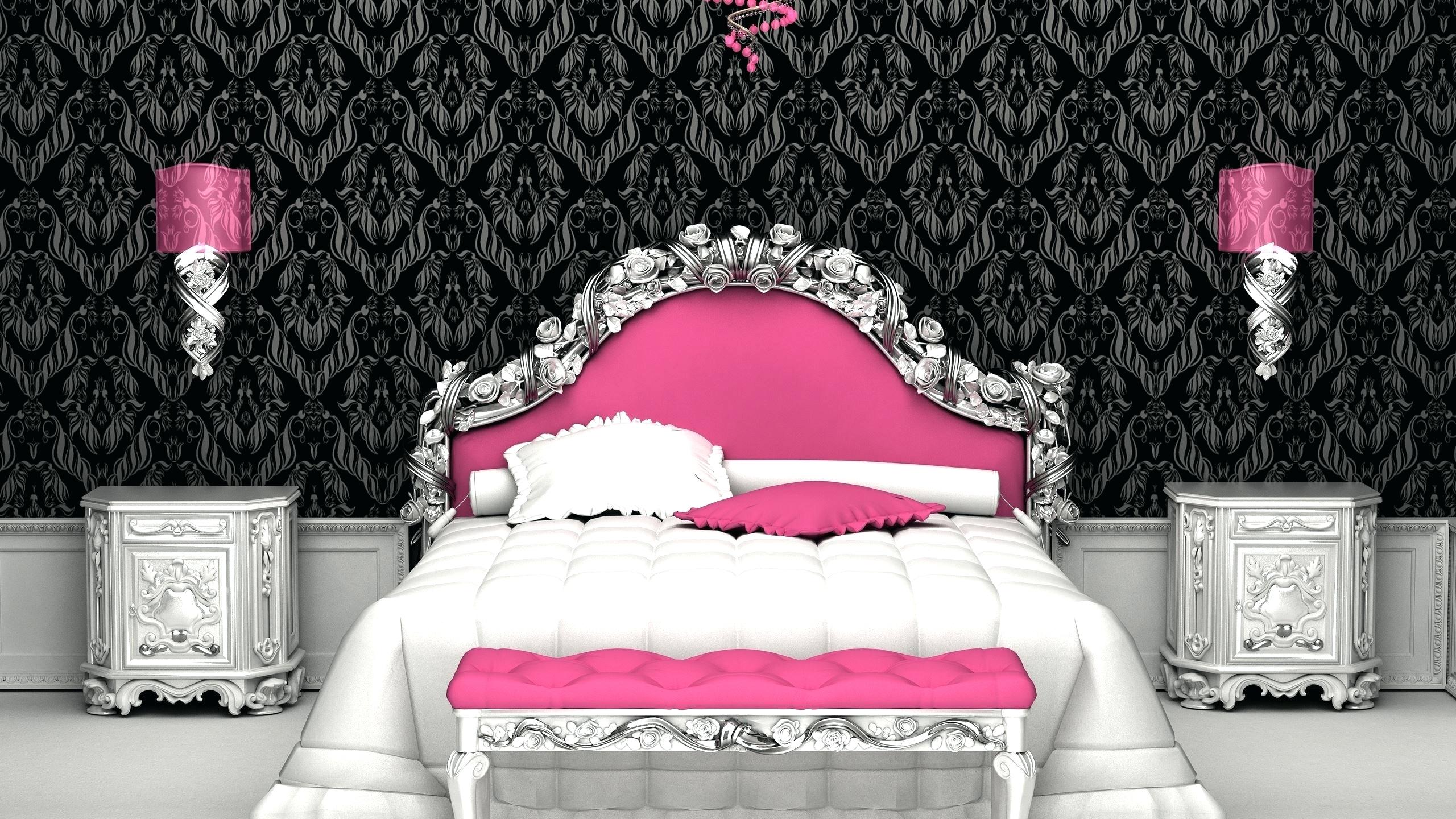 Black And White Headboard Black And White Bedroom Wallpaper - Pink And Silver Room , HD Wallpaper & Backgrounds