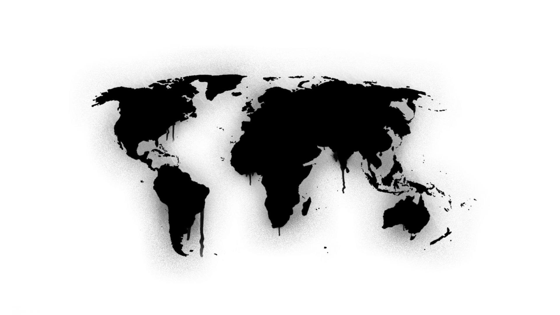 Popular - Black High Resolution World Map , HD Wallpaper & Backgrounds
