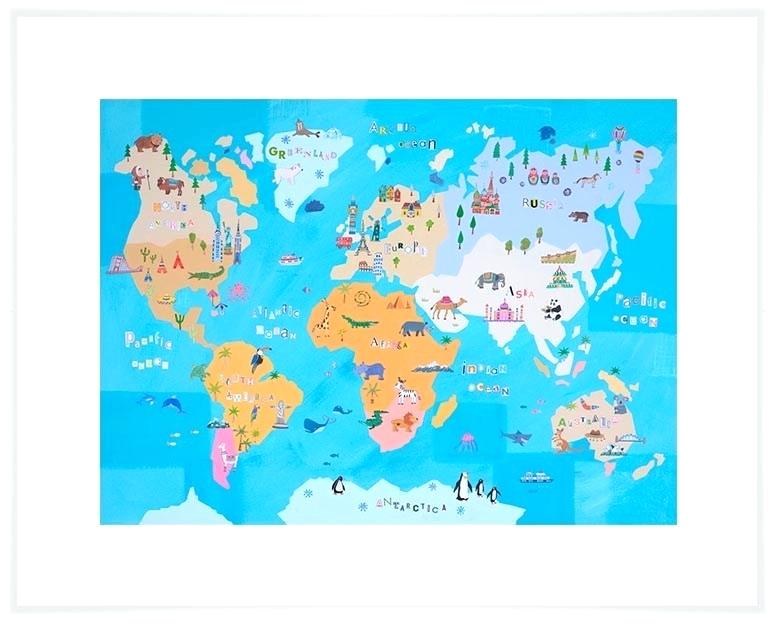 Cute World Map Maps Canvas Wall Art Daisy For The Print - Atlas , HD Wallpaper & Backgrounds