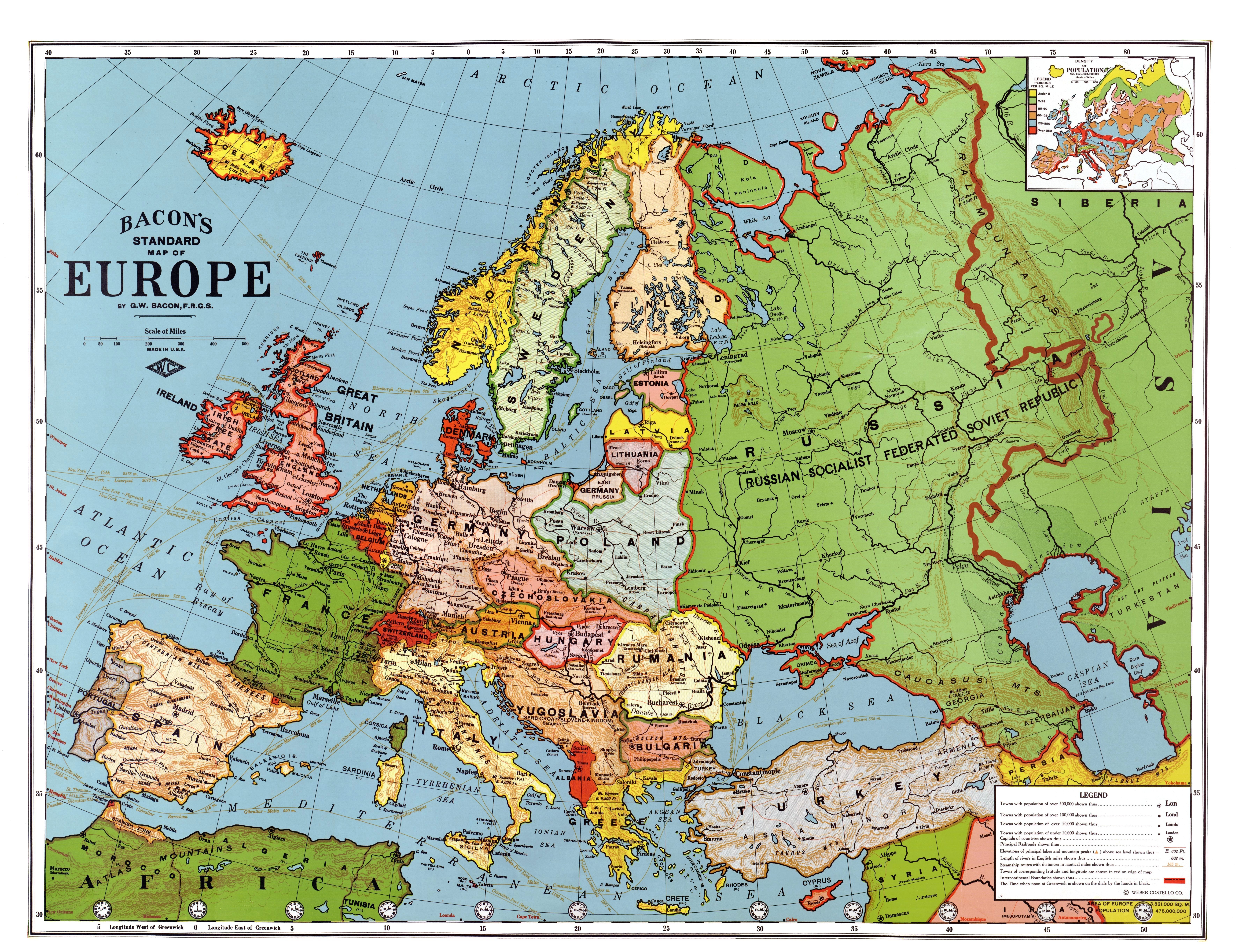 Europe Outline Maps - Bacon's Map Of Europe , HD Wallpaper & Backgrounds