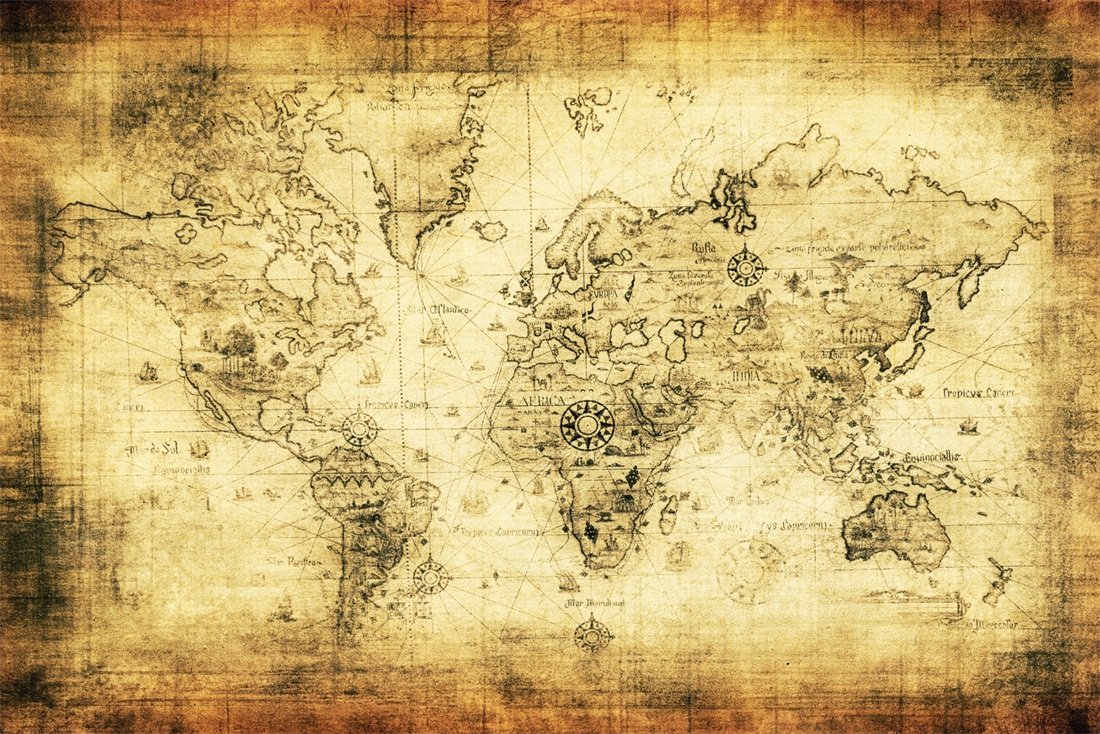 Ofila Vintage World Map Backdrop 9x6ft Navigation Expedition - Ancient World Map , HD Wallpaper & Backgrounds