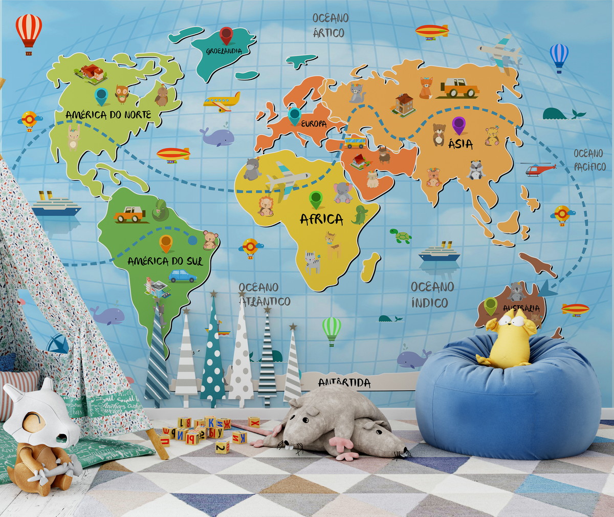 Papel De Parede Personalizado Infantil Mapa Mundi - Adventure Baby Rooms , HD Wallpaper & Backgrounds