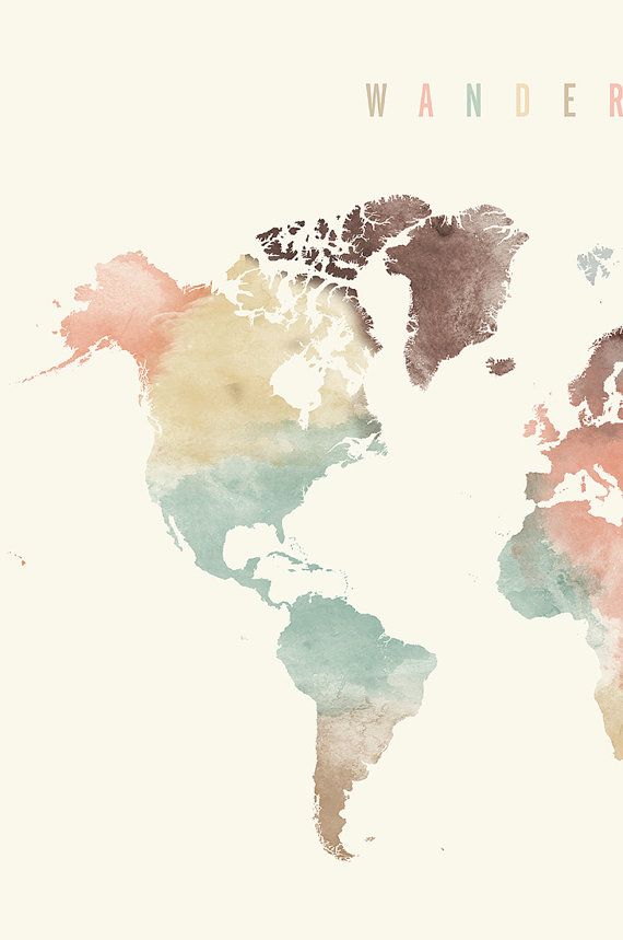 World Map, World Map Poster, Wanderlust, World Map - Pastel Watercolor World Map , HD Wallpaper & Backgrounds