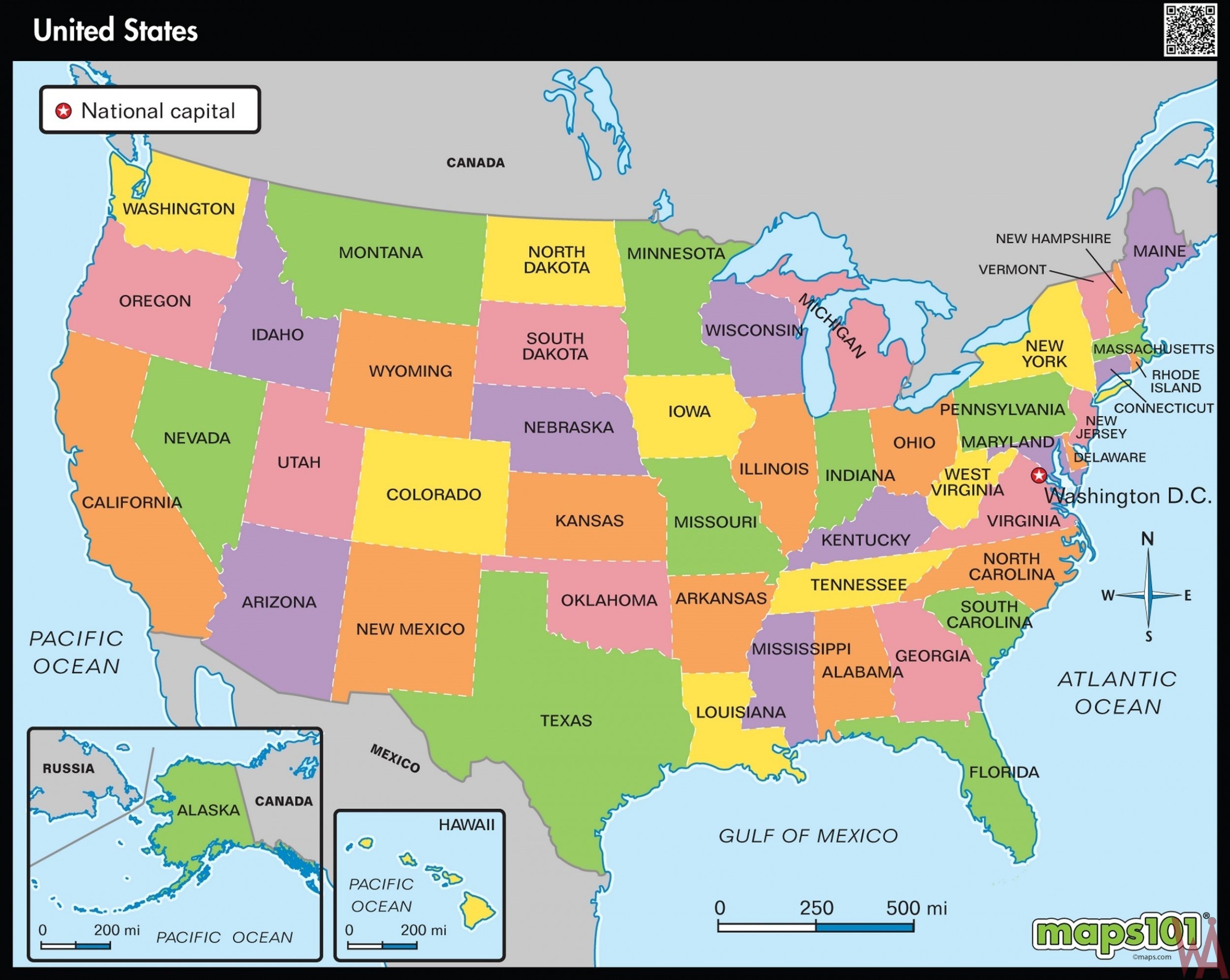 Hd Wallpaper Large State Map Of The Us - Political Map Of The United States , HD Wallpaper & Backgrounds