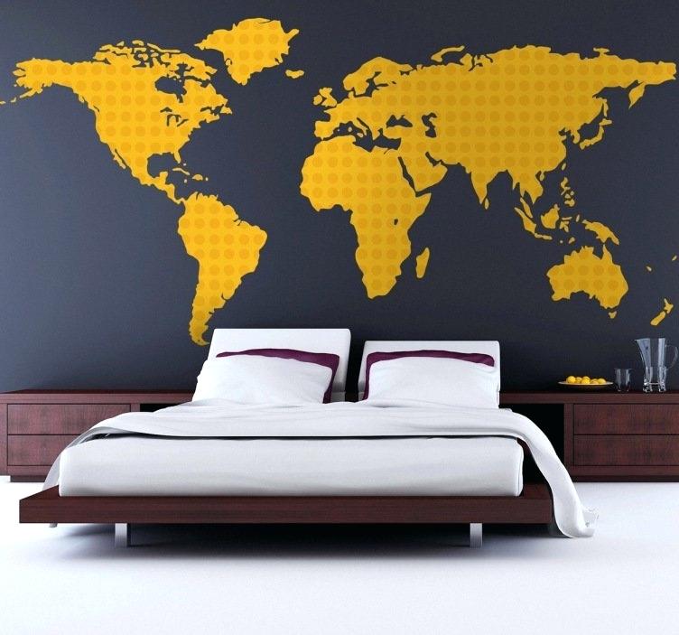World Map For Wall Yellow Sticker Wallpaper Hd Uk Decor - Stickers Muraux Carte Du Monde , HD Wallpaper & Backgrounds