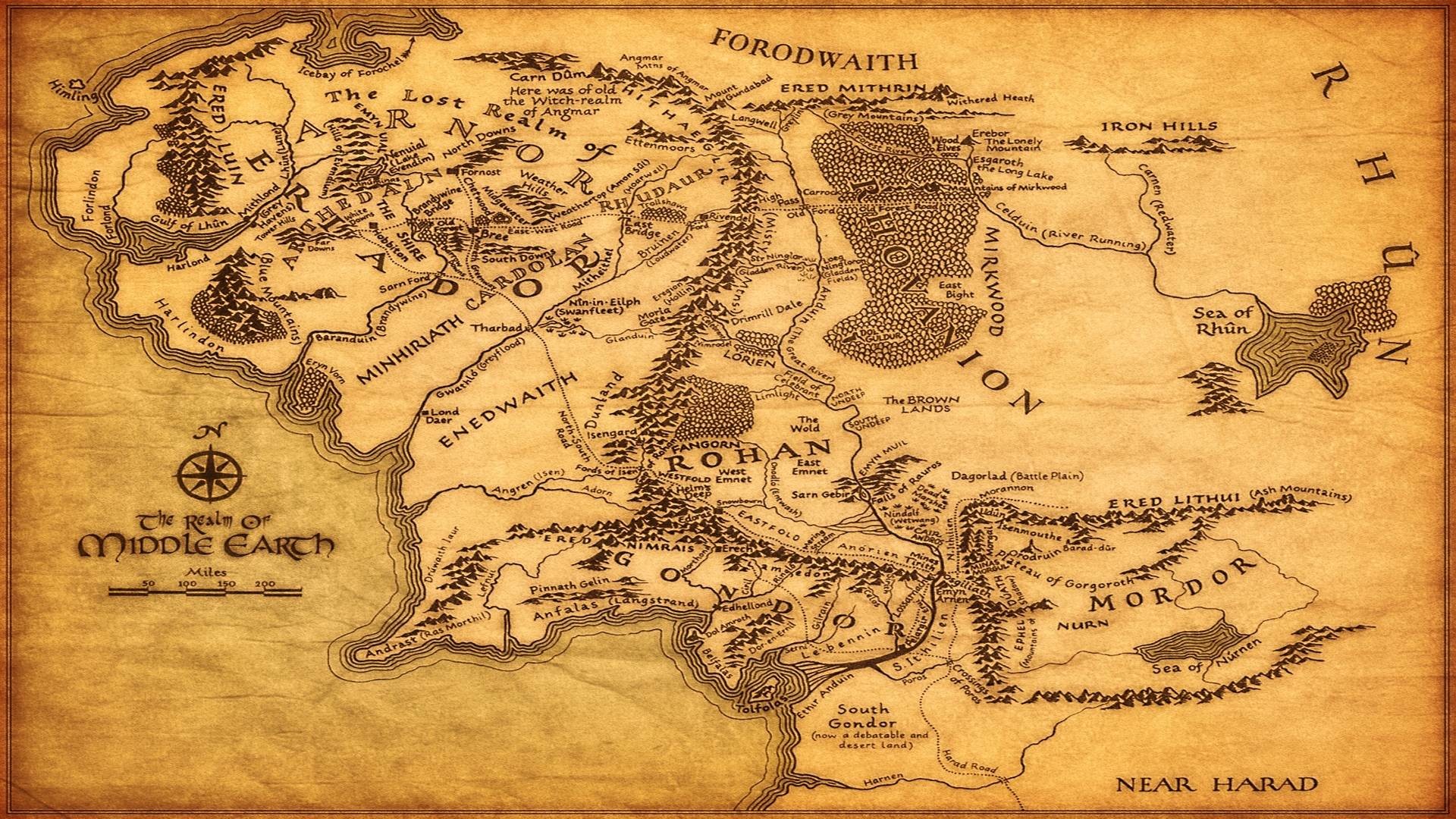 World Map - Middle Earth Map , HD Wallpaper & Backgrounds