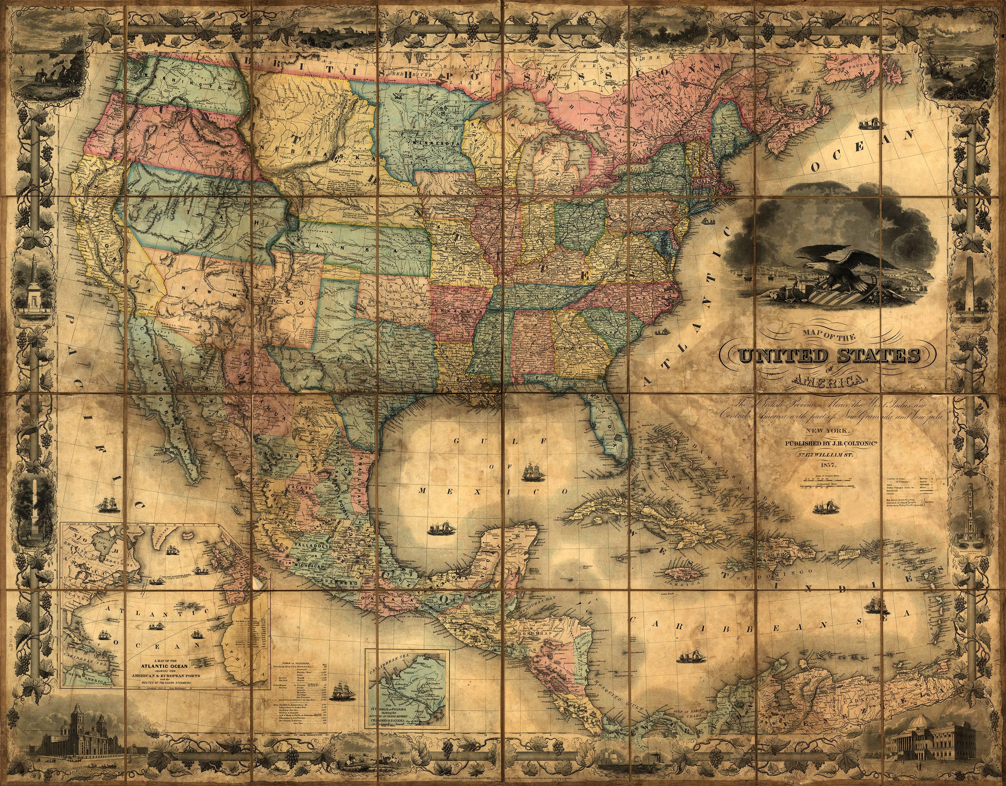 Old Map Wallpaper - Antique Map Of Us , HD Wallpaper & Backgrounds