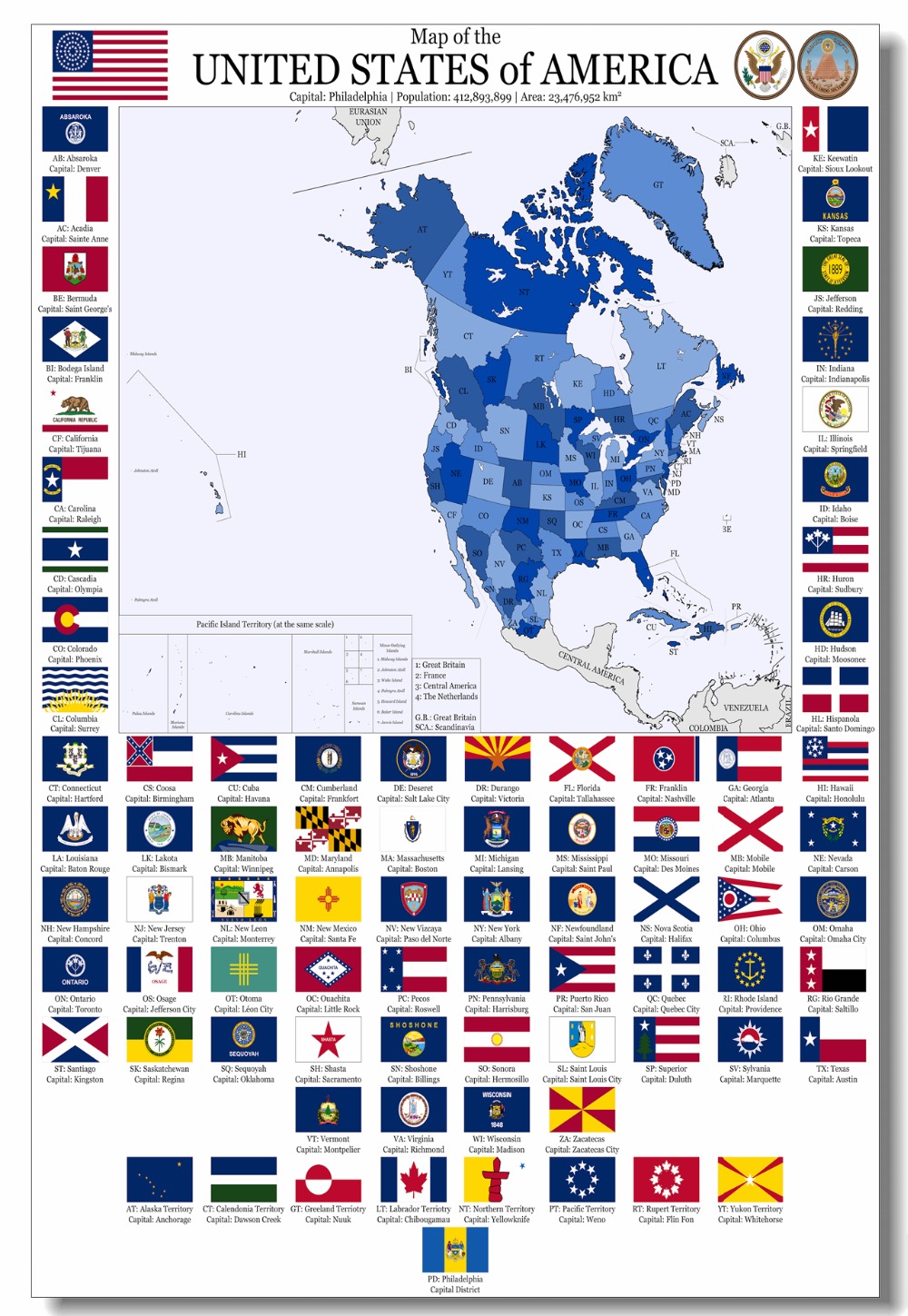 Custom Canvas Wall Decals Flags Map Of The United States - More Perfect Union Deviantart , HD Wallpaper & Backgrounds