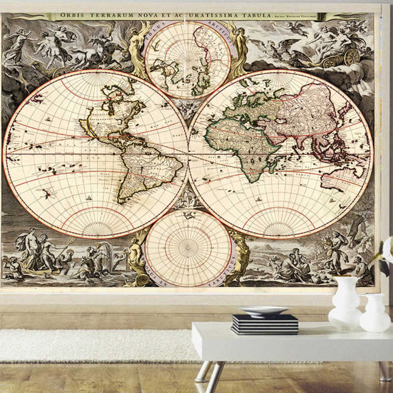 3d Photo Wallpaper Retro Pirate Treasure Map Large - Map Of The World 1690 , HD Wallpaper & Backgrounds