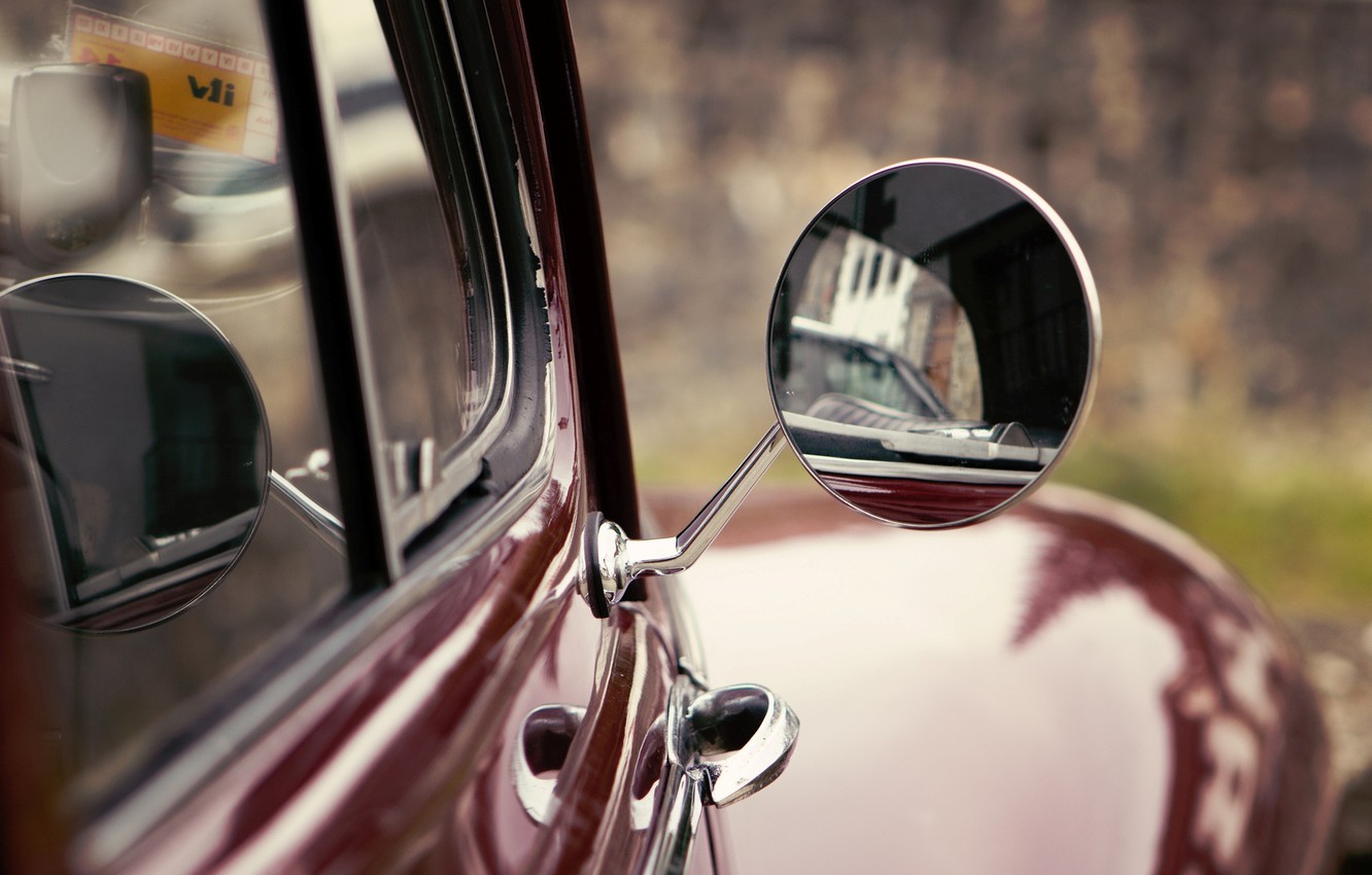 Photo Wallpaper Car, Machine, Macro, Red, Background, - Girl In Mirror Car , HD Wallpaper & Backgrounds