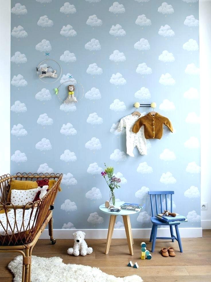 Childrens Bedroom Wallpaper Boy Bedroom Wallpaper Design - Habitacion Con Papel Pintado Nubes , HD Wallpaper & Backgrounds