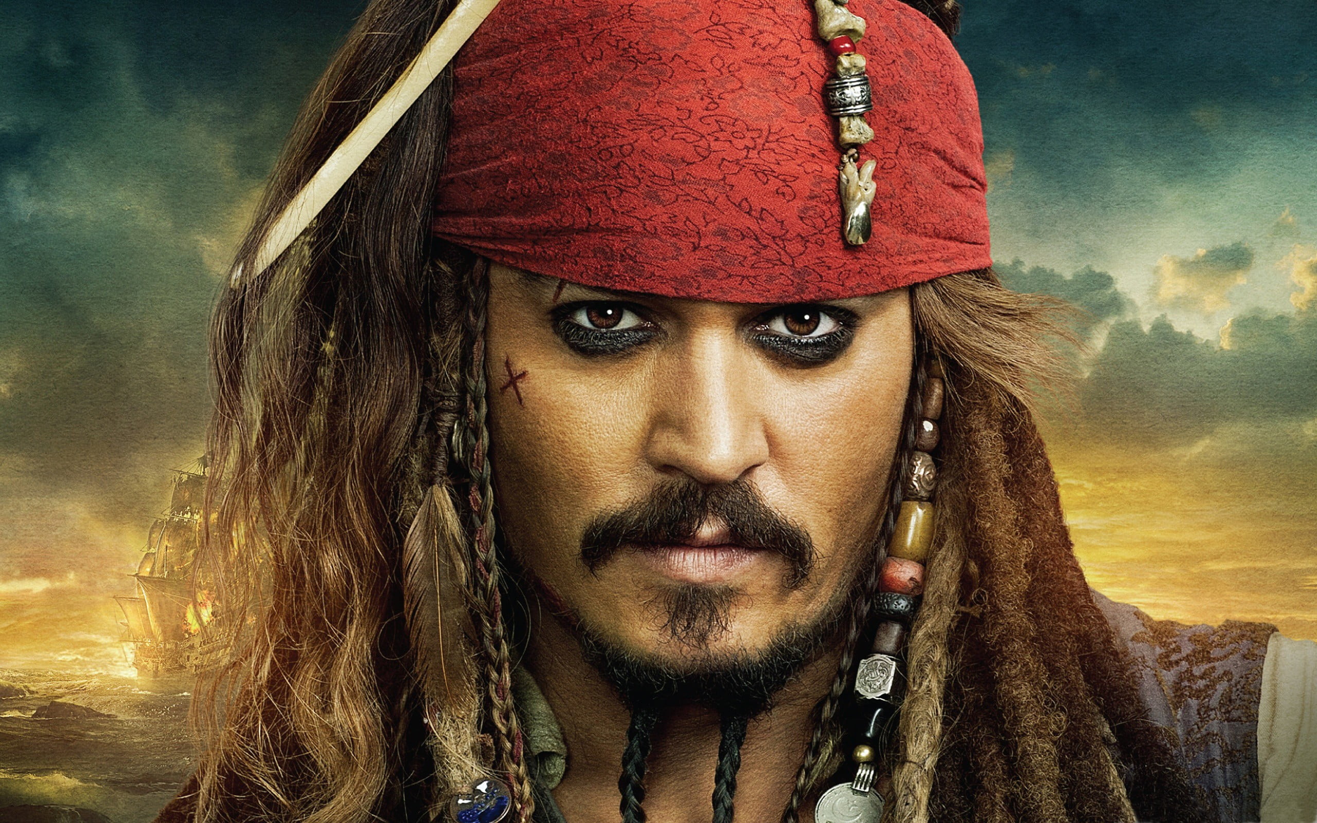Captain Jack Sparrow - Captain Jack Sparrow Face , HD Wallpaper & Backgrounds
