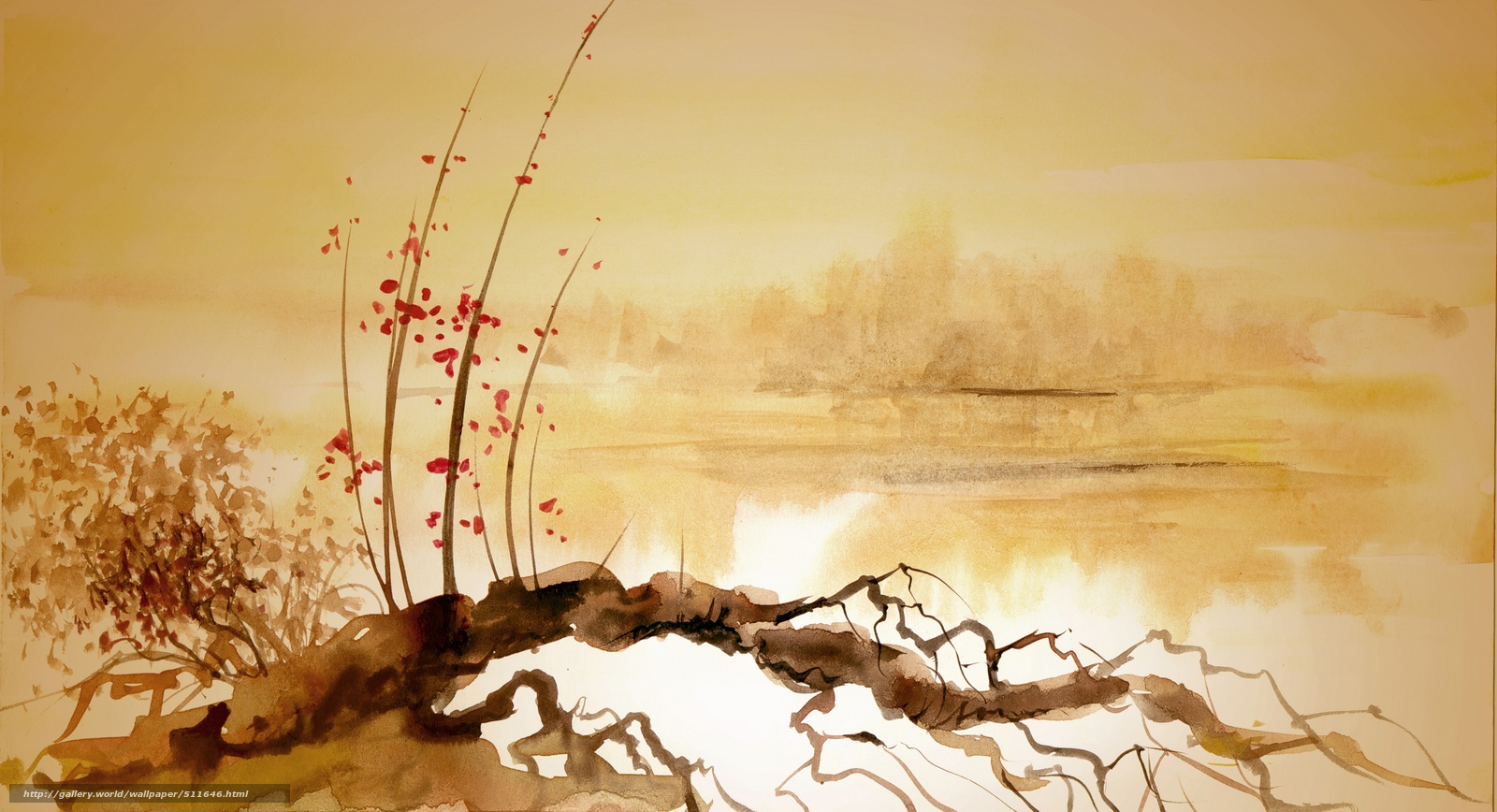Wallpaper Snag, River, Chinese Painting Free Desktop , HD Wallpaper & Backgrounds