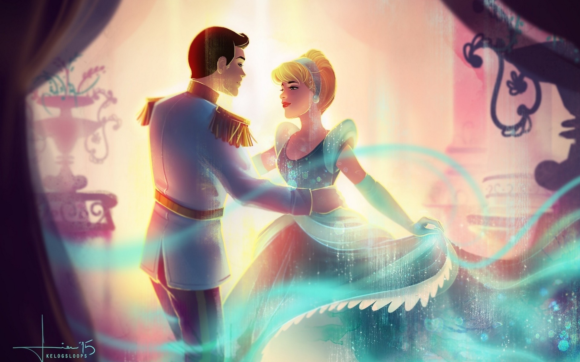 Cinderella And Prince Charming Art , HD Wallpaper & Backgrounds