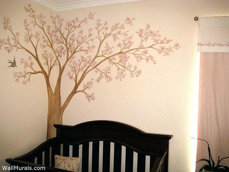 Cherry Blossom Tree Wall Mural Japanese - Painted Tree In Nursery , HD Wallpaper & Backgrounds