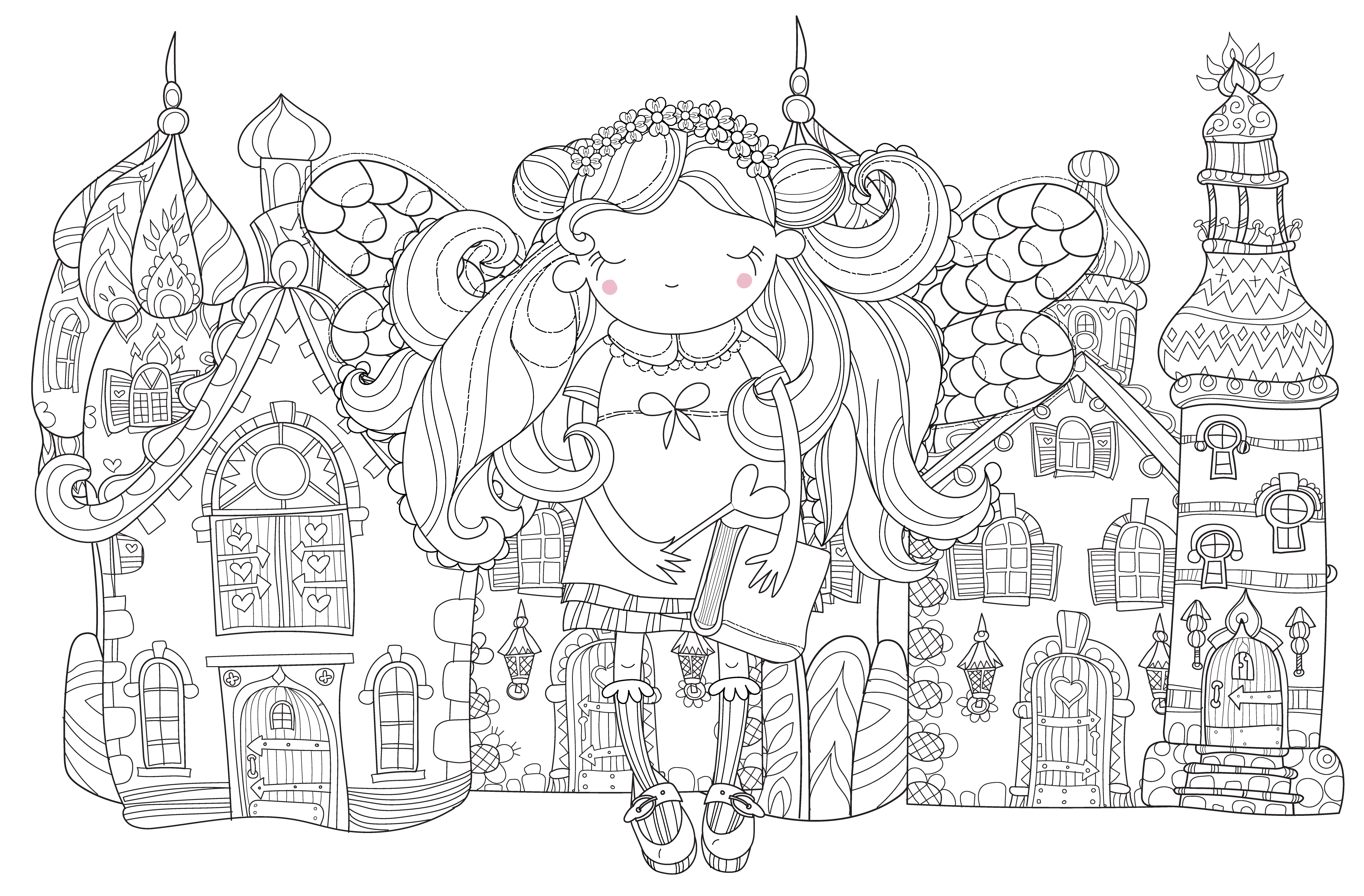 Coloring For Cute Princess , HD Wallpaper & Backgrounds