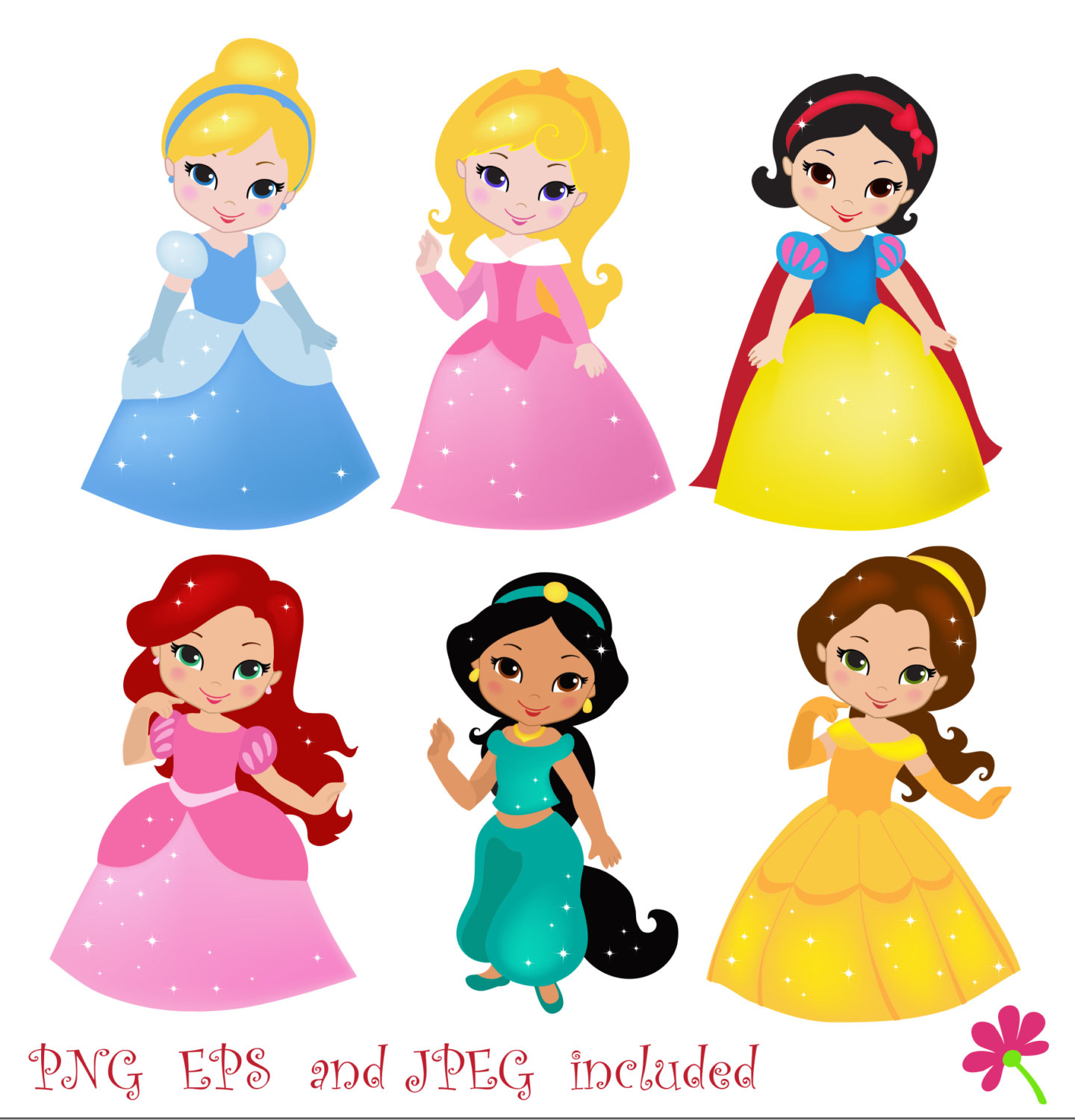 Disney Princesses Clipart Cute - Free Disney Princess Vector , HD Wallpaper & Backgrounds