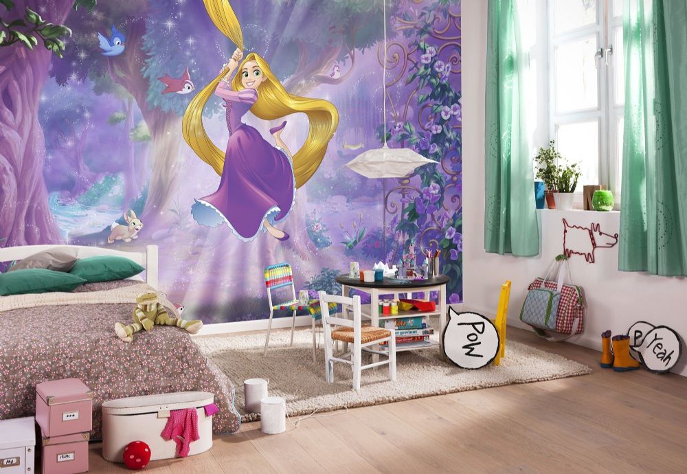 Wall Mural Photo Wallpaper For Girl's Bedroom - Pared Vinilos Princesas Disney , HD Wallpaper & Backgrounds