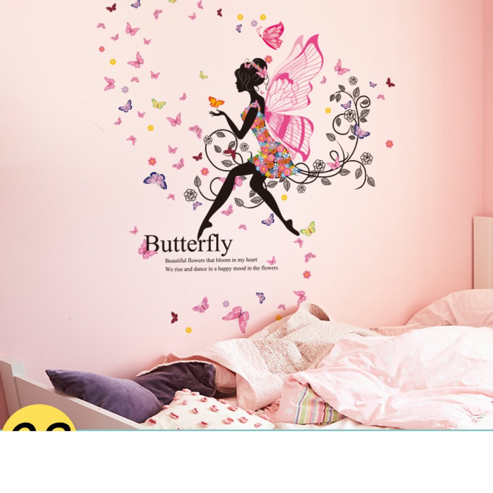 Su&hin Girl Bedroom Stickers,wallpaper For Princess - Fairy And Butterfly Wall Stickers Uk , HD Wallpaper & Backgrounds