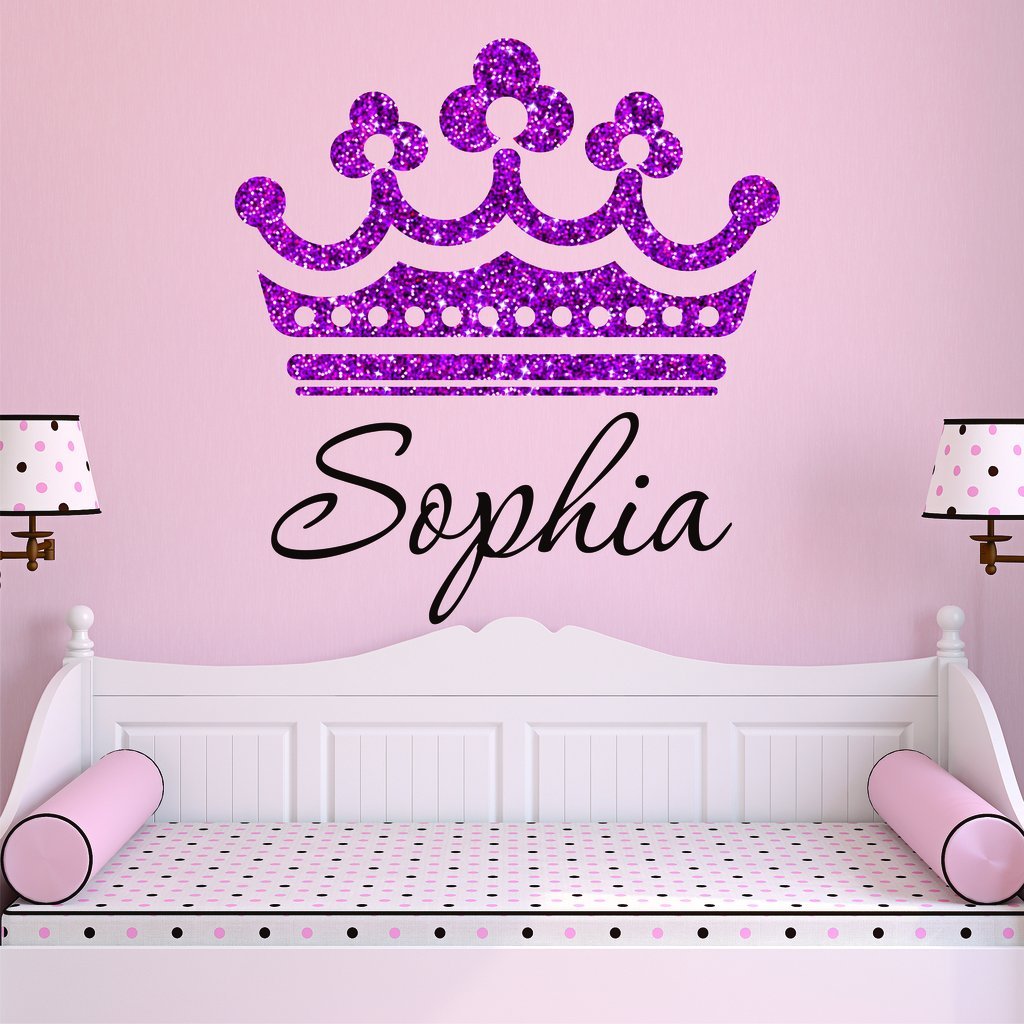 Girls Princess Tiara Purple Glitter Crown Personalized - Easy Queen Crown Tattoo , HD Wallpaper & Backgrounds