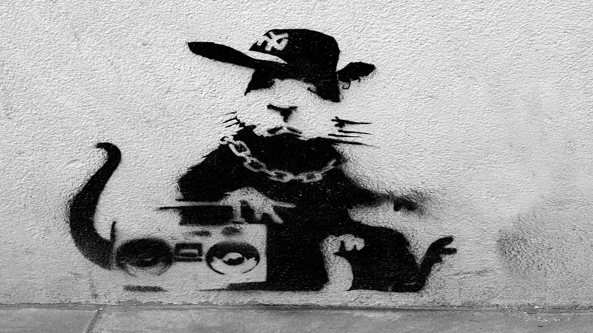 Banksy Art Bakcground Full Hd - Бэнкси Gangsta Rat , HD Wallpaper & Backgrounds