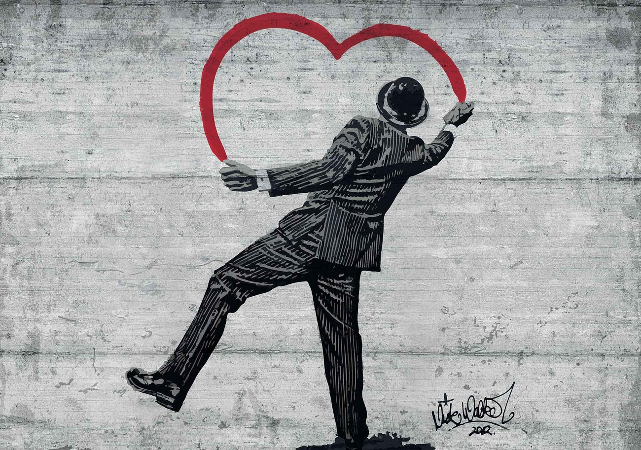 Banksy Graffiti Wallpaper Banksy Graffiti Concrete - Banksy Man With Heart , HD Wallpaper & Backgrounds