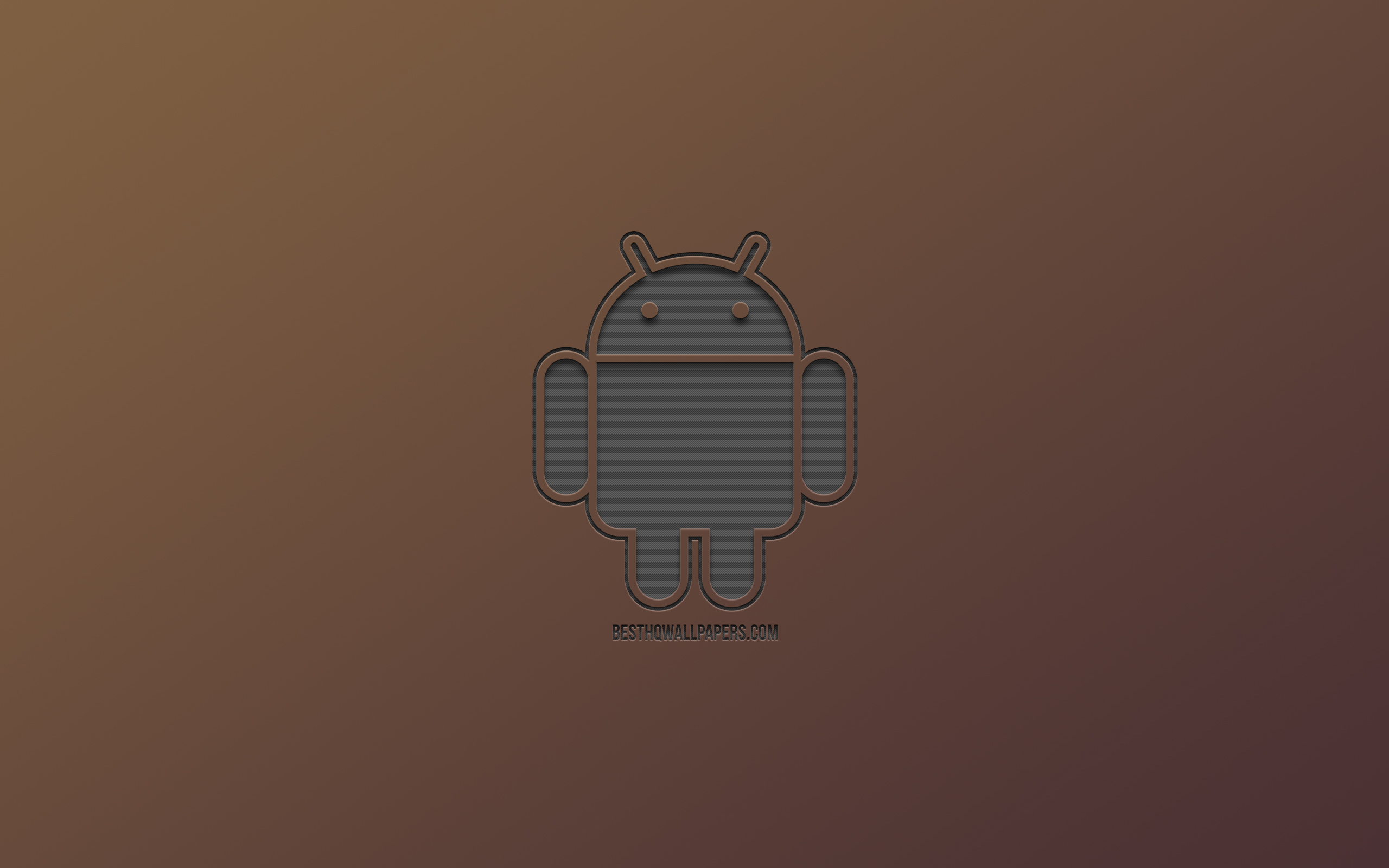 Android, Gray Logo, Creative Art, Brown Background, - Illustration , HD Wallpaper & Backgrounds