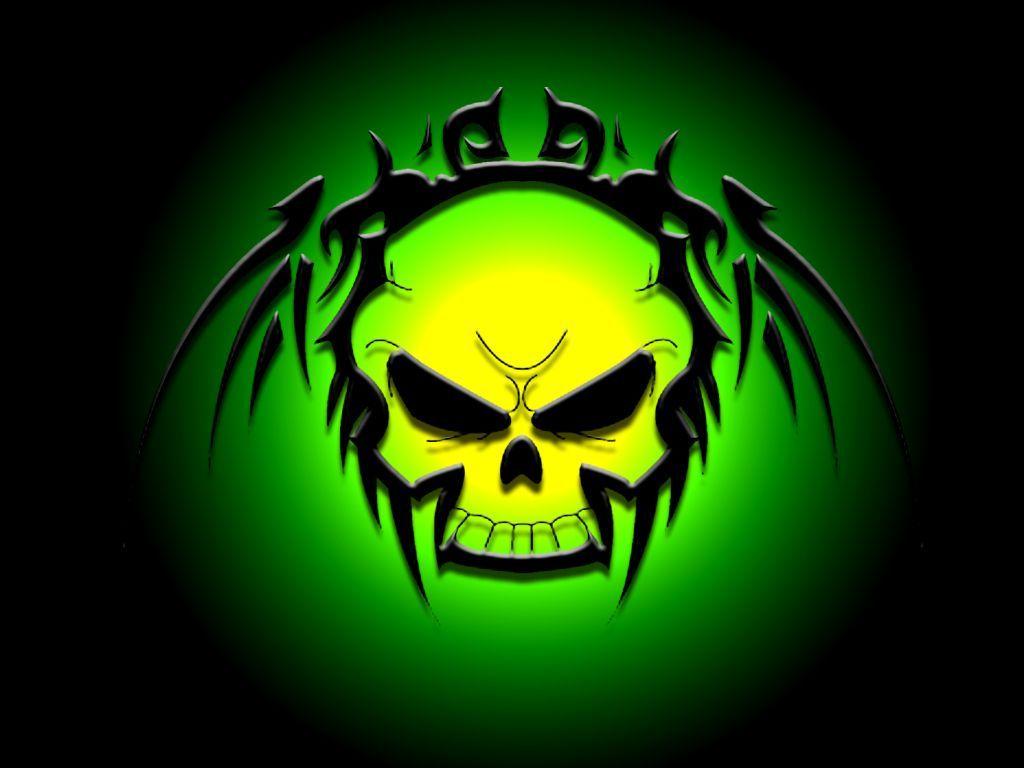 3d Skull Wallpaper - Black And Green Skull , HD Wallpaper & Backgrounds