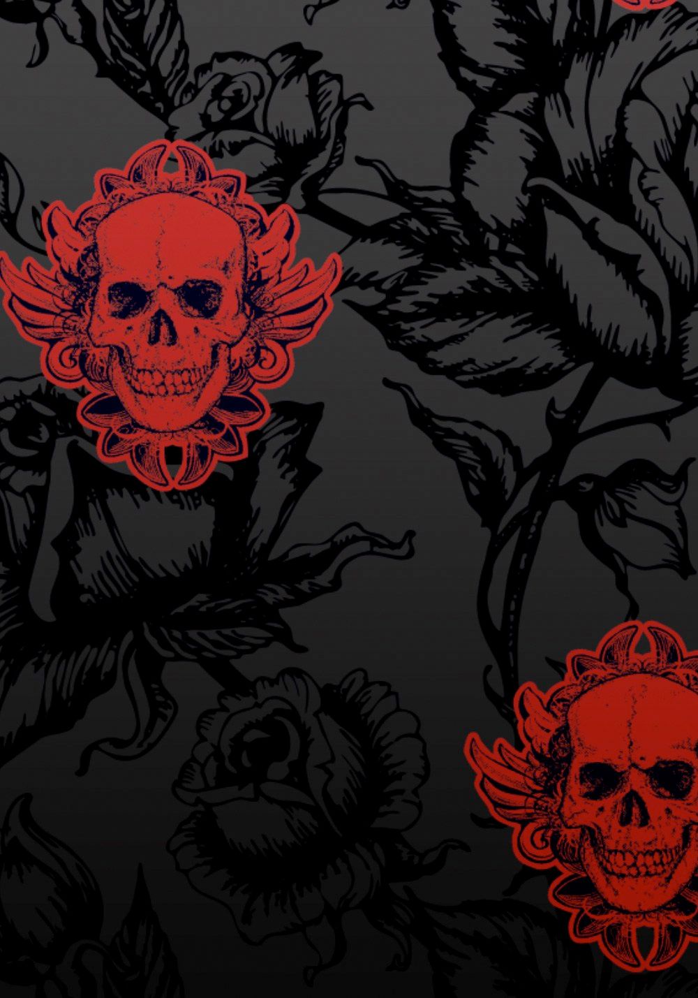 Large Winged Skull Black Red Wallpaper By Jilted Generation - Black And Red Gothic , HD Wallpaper & Backgrounds