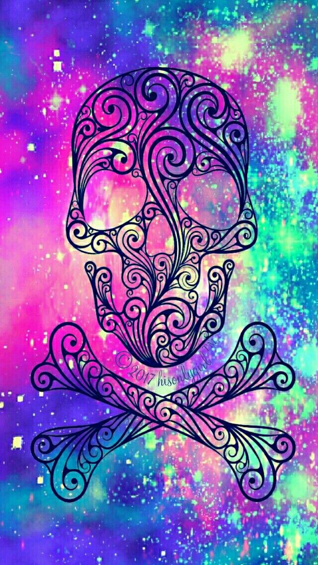 Rainbow Skull Galaxy Iphone/android Wallpaper I Created - Rainbow Skull , HD Wallpaper & Backgrounds