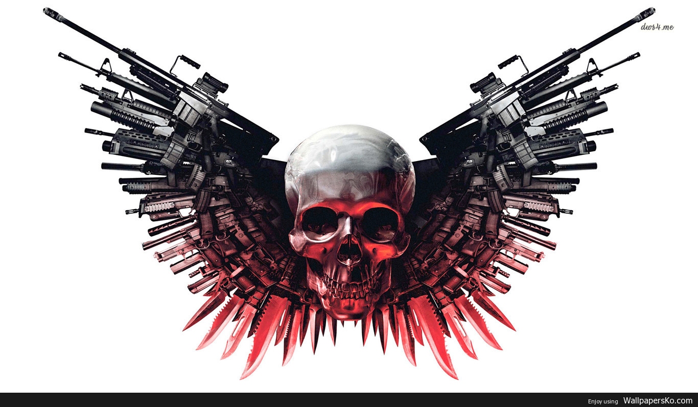 Skulls With Guns Wallpaper - Expendables Skull , HD Wallpaper & Backgrounds