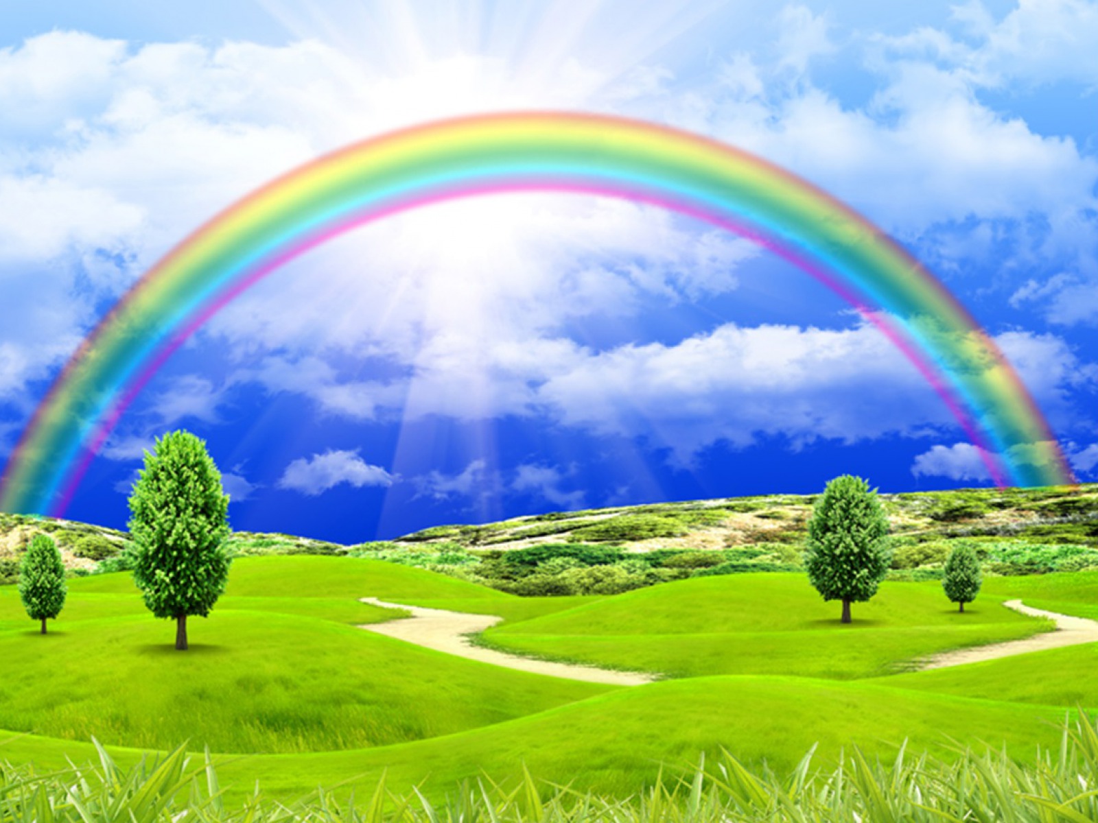 Landscape With Rainbow Wallpaper And Background Image - Creation Enjoyers , HD Wallpaper & Backgrounds