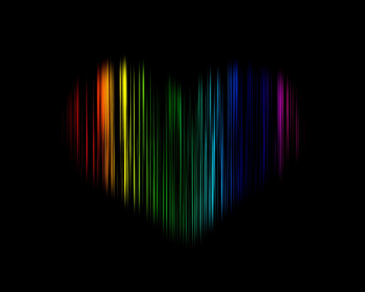 View Original Size - Rainbow Heart Black Background , HD Wallpaper & Backgrounds