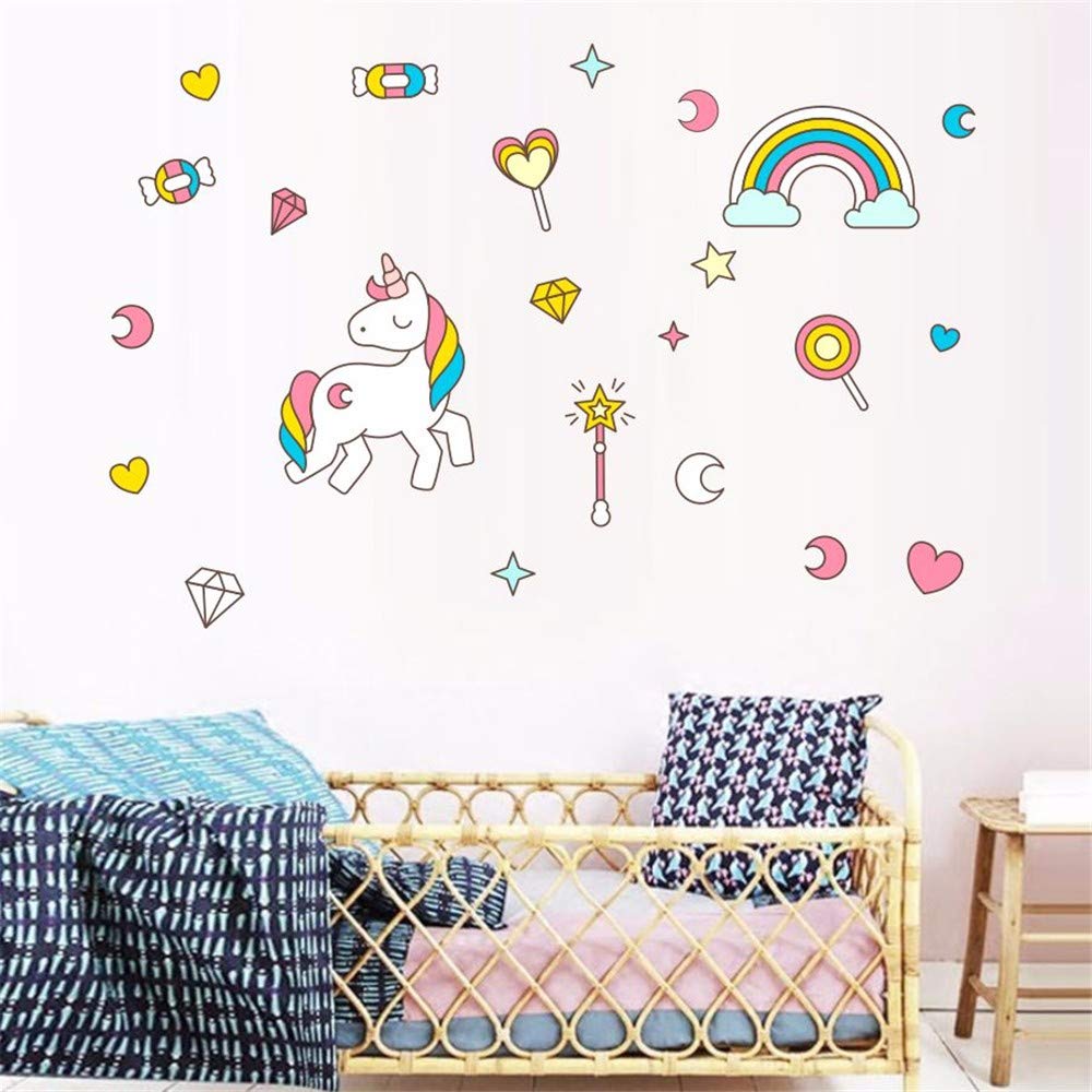 Dtcrzj Lovely Unicorn Horse Wall Stickers Cloud Colorful - Kids Superhero Wall Decal , HD Wallpaper & Backgrounds