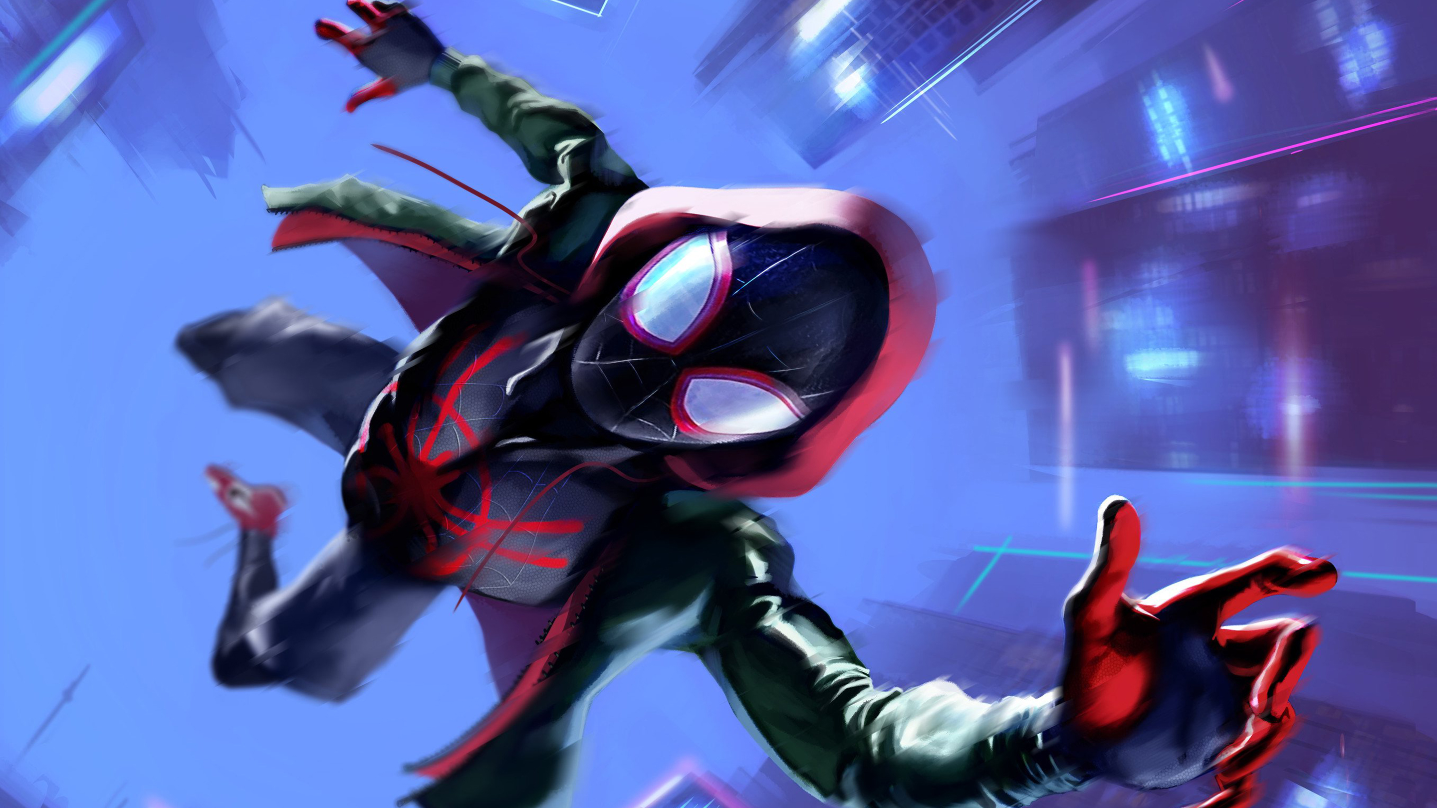 Into Spider Man The Spider Verse Miles Morales , HD Wallpaper & Backgrounds