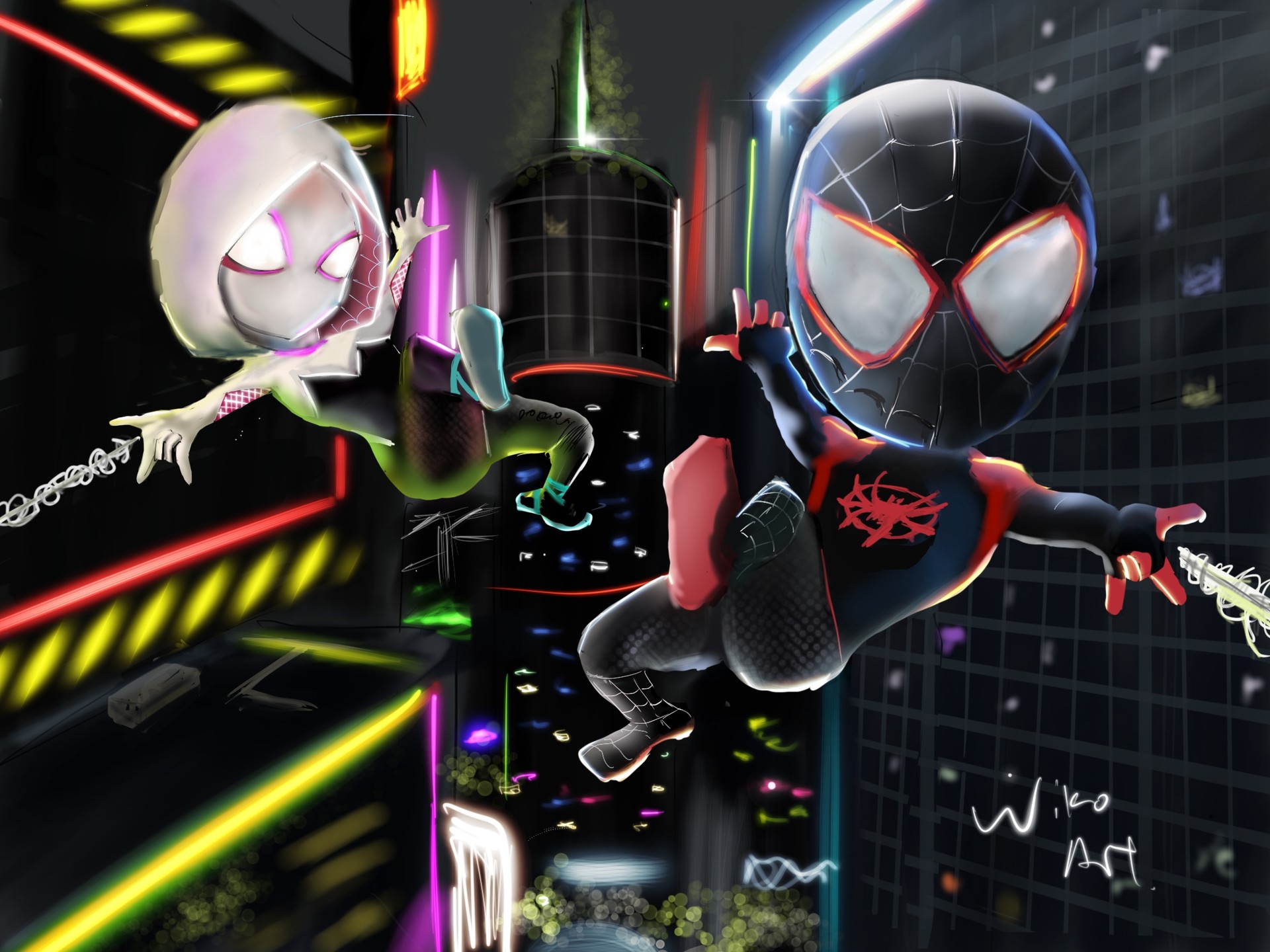 Into The Spiderverse - Miles Morales And Gwen Stacy , HD Wallpaper & Backgrounds