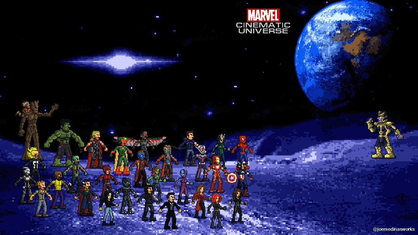 Marvel Cinematic Universe [pixel Art] Wallpaper - Pixel Art Wallpaper Marvel , HD Wallpaper & Backgrounds
