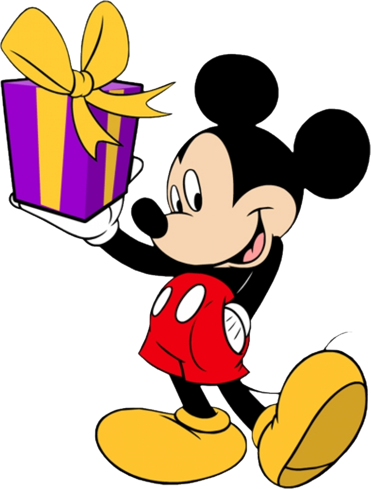 Mickey Mouse Png - Mickey Mouse With Gift , HD Wallpaper & Backgrounds