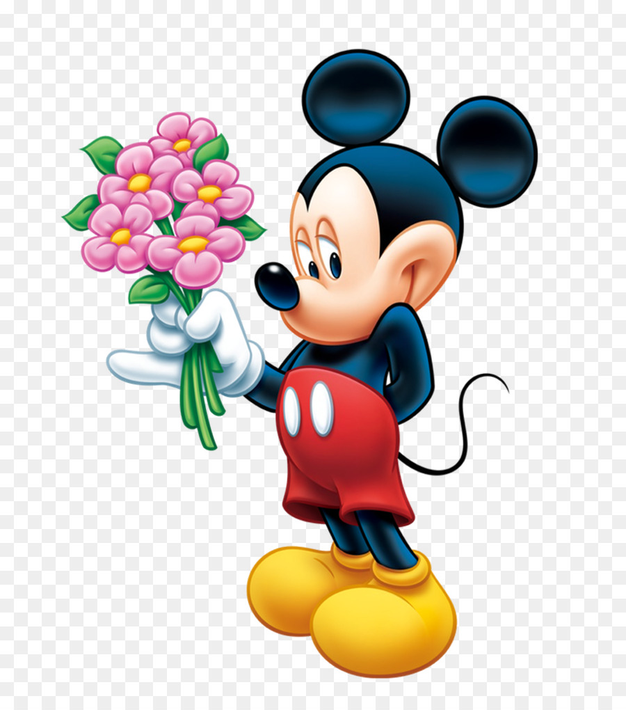 Mickey Mouse Clipart - Mickey Mouse With Flowers , HD Wallpaper & Backgrounds