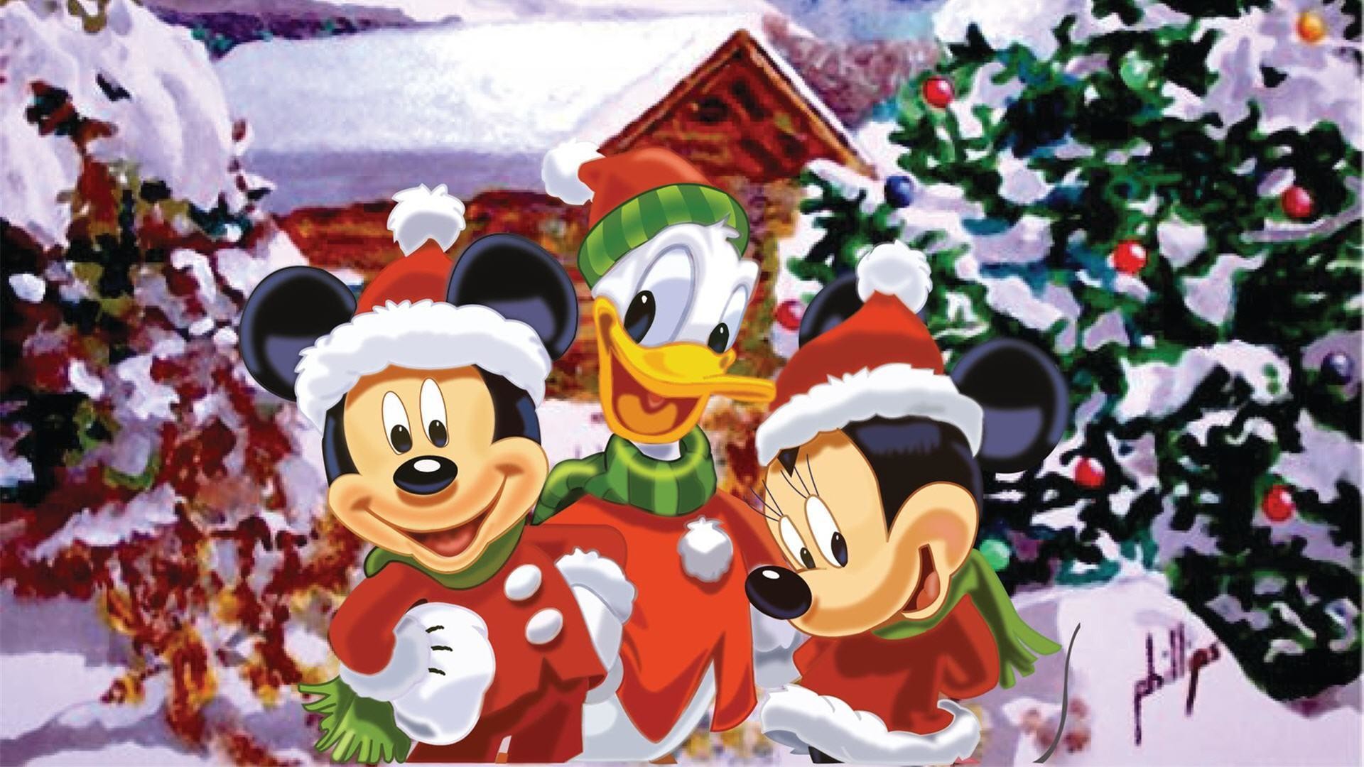 Mickey Mouse Christmas Wallpapers - Christmas Wallpaper Mickey Mouse , HD Wallpaper & Backgrounds