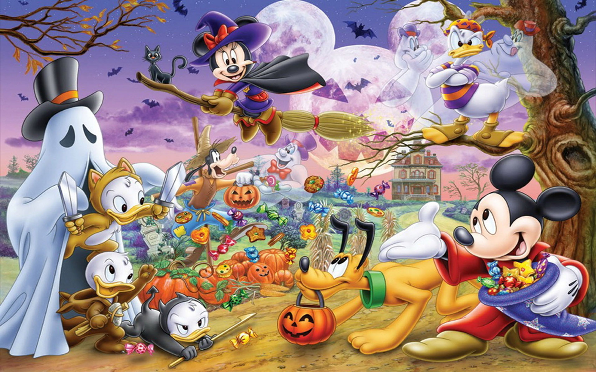 Mickey Mouse And Friends Halloween , HD Wallpaper & Backgrounds