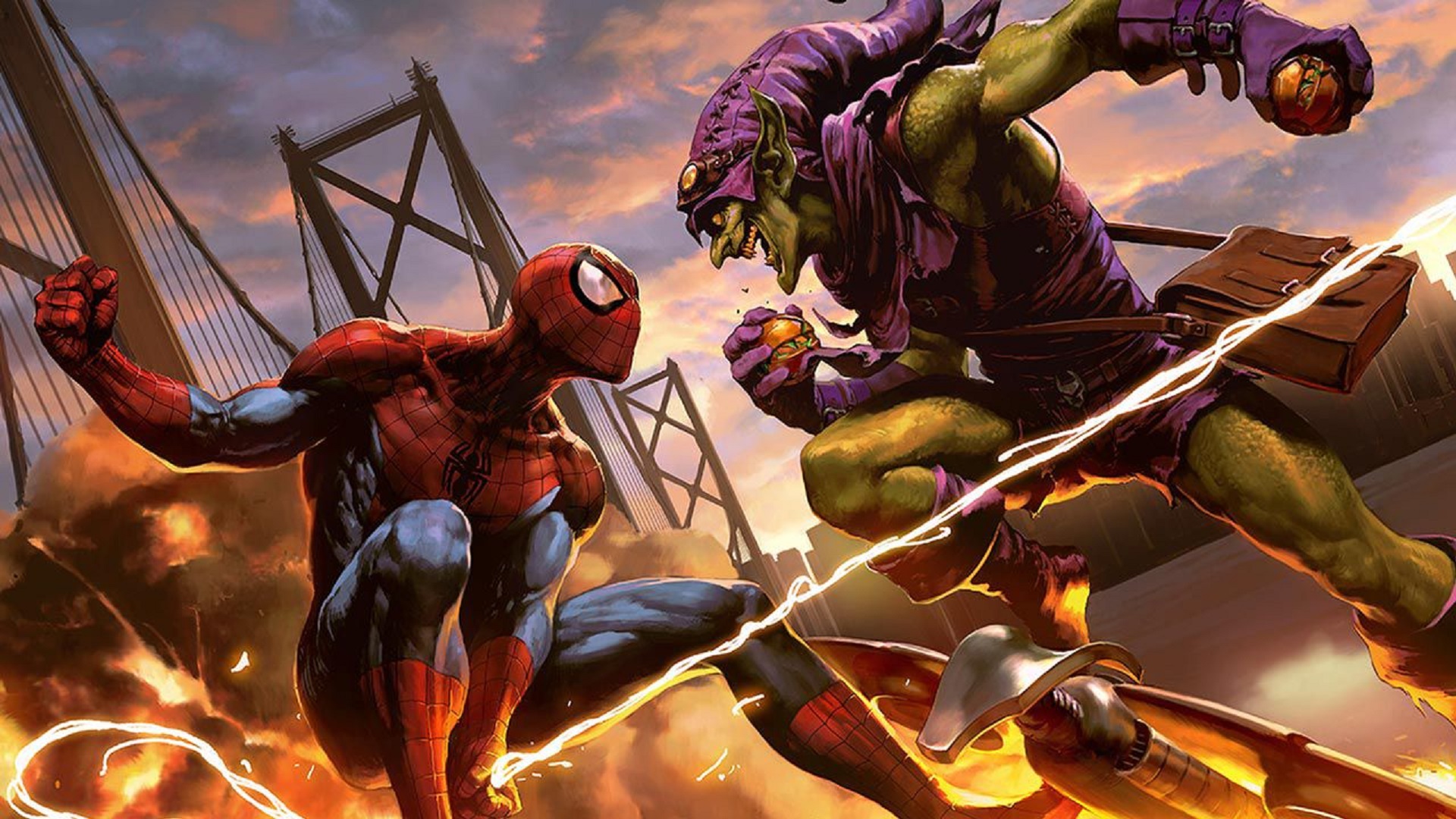Green Goblin, Spider-man Wallpaper And Background Jpg - Green Goblin With Spiderman , HD Wallpaper & Backgrounds