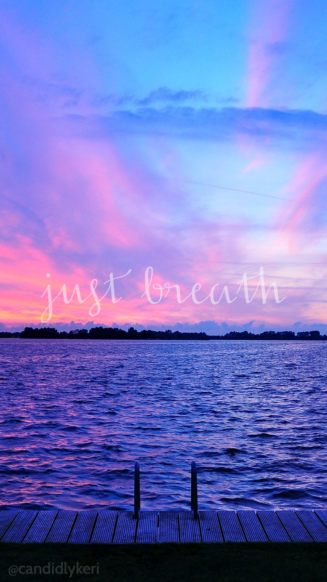 Just Breathe Sunset Ocean View Pink And Purple Sky - You Can T Handle Me Even If I Came With , HD Wallpaper & Backgrounds