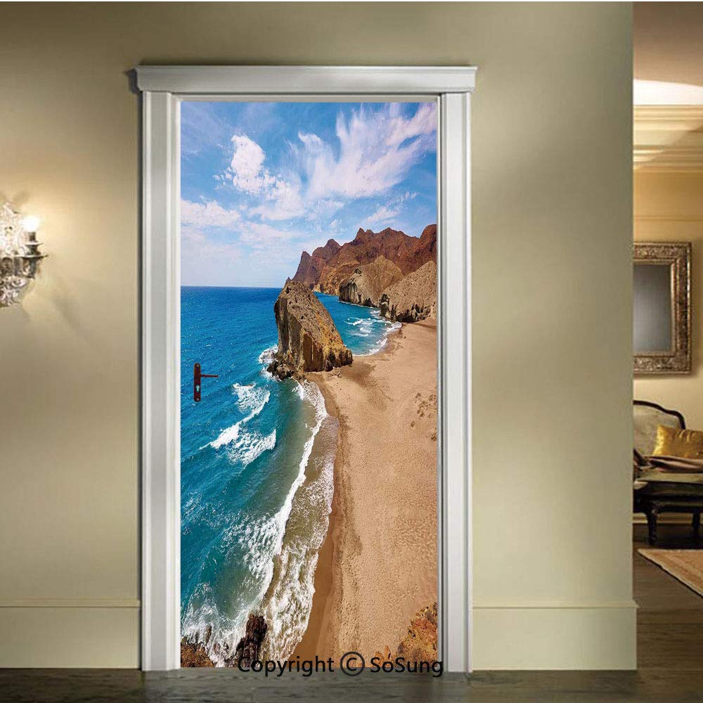 Baihemiya 3d Door Wallpaper Stickers,ocean View Tranquil - Stickers For Bathroom Door , HD Wallpaper & Backgrounds