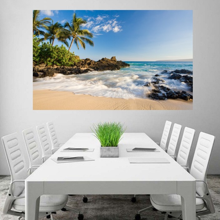 Beautiful Ocean Beach Sea Coconut Trees Hd Wallpaper - Radha Krishna Glass Designs , HD Wallpaper & Backgrounds